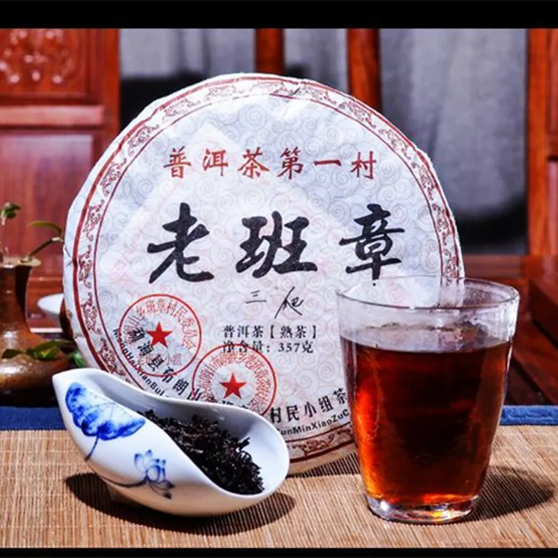 

2008 Yr Lao Ban Zhang Ripe Puer Chinese Tea 5A Organic High Quality Shu Puer Chinese Pu'er Tea 357g Droshipping Tea Pot