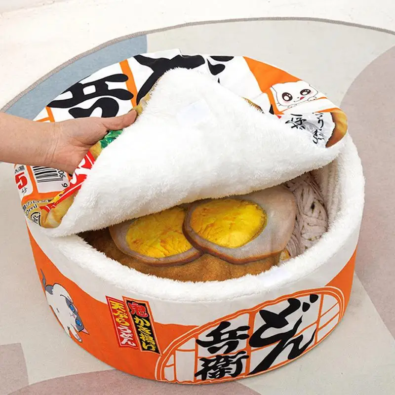 

Cute Comfort Instant Noodle Shape Cat House Comfortable Pet Cat Kitten House Washable Cat Bed Cave for Indoor and Outdoor Pets