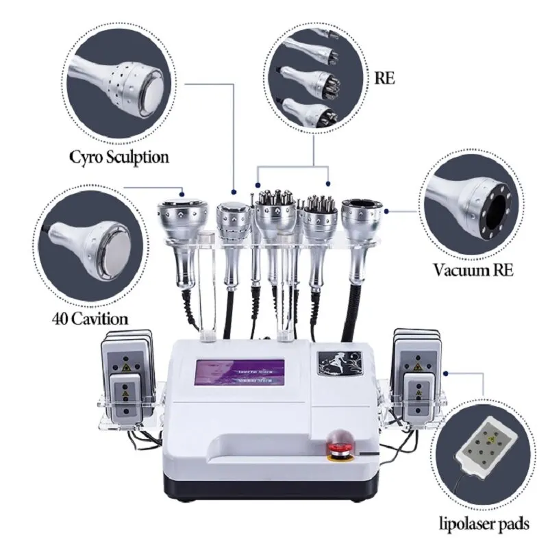 

Hot Sale 40Khz 8 in 1 Cavitation Slimming Machine Body Sculpting Weight Loss Lipolaser Fat Reduce Beauty Health Device Equipment
