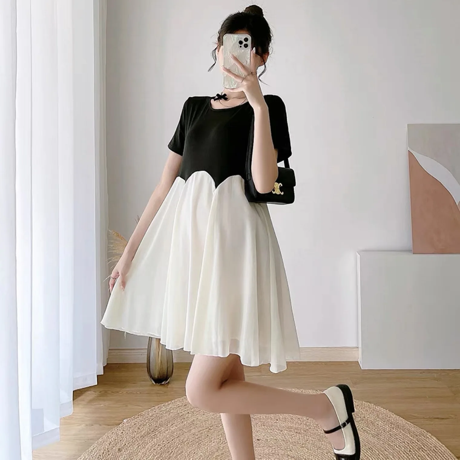 

Весна 2022 рубашка с коротким рукавом для беременных большого размера dress2022