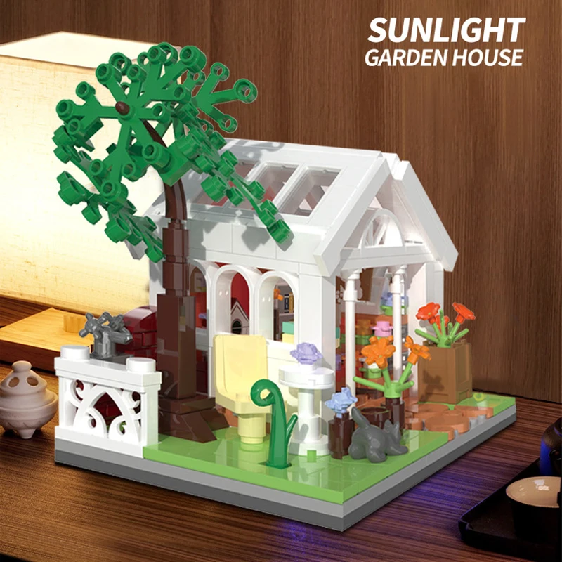 

Mini Street View Sunshine Flower Room Building Blocks DIY Friends House Puzzle Brick Toys Girls Play House Model Children Gifts