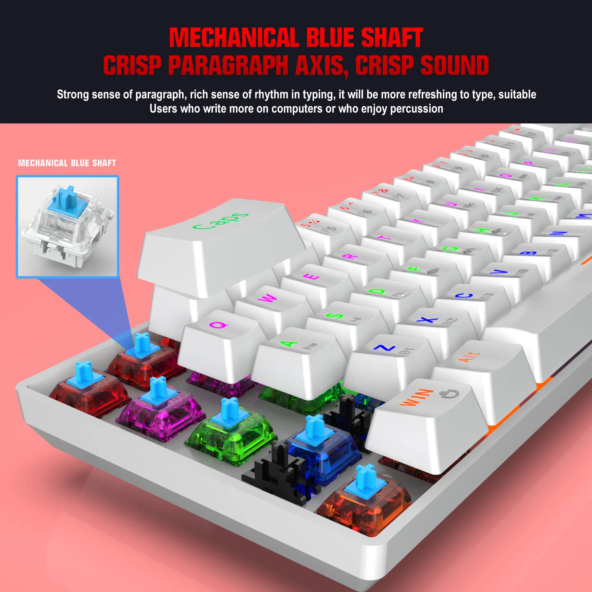 61 Keys Wireless/Bluetooth Compatible/Wired Mechanical Keyboard RGB Backlit 3 Modes Connectable Hot Swappable Gaming Keyboard enlarge
