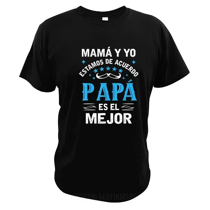 Забавные топы с испанским отцом на День отца хлопковая Футболка O-nekc Европейский