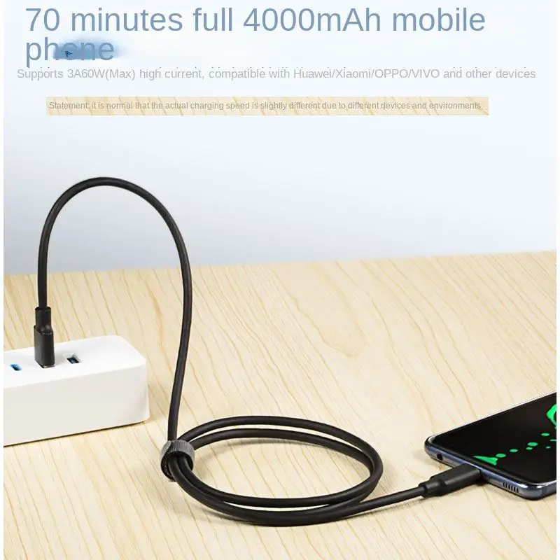 Фото USB3.1/3.0 PD60W USB-A To Type C Кабель для быстрой зарядки данных 10 Гбит/с Шнур мобильного телефона для Samsung Huawei Xiaomi 3A USB-C Провод 3m5m №3