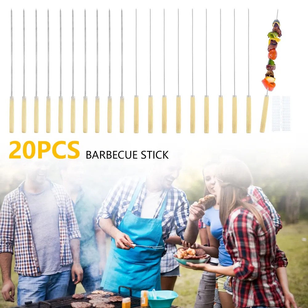 

Barbecue Grilling Kebab Skewers Needle Stainless Steel Reusable BBQ Meat Sticks