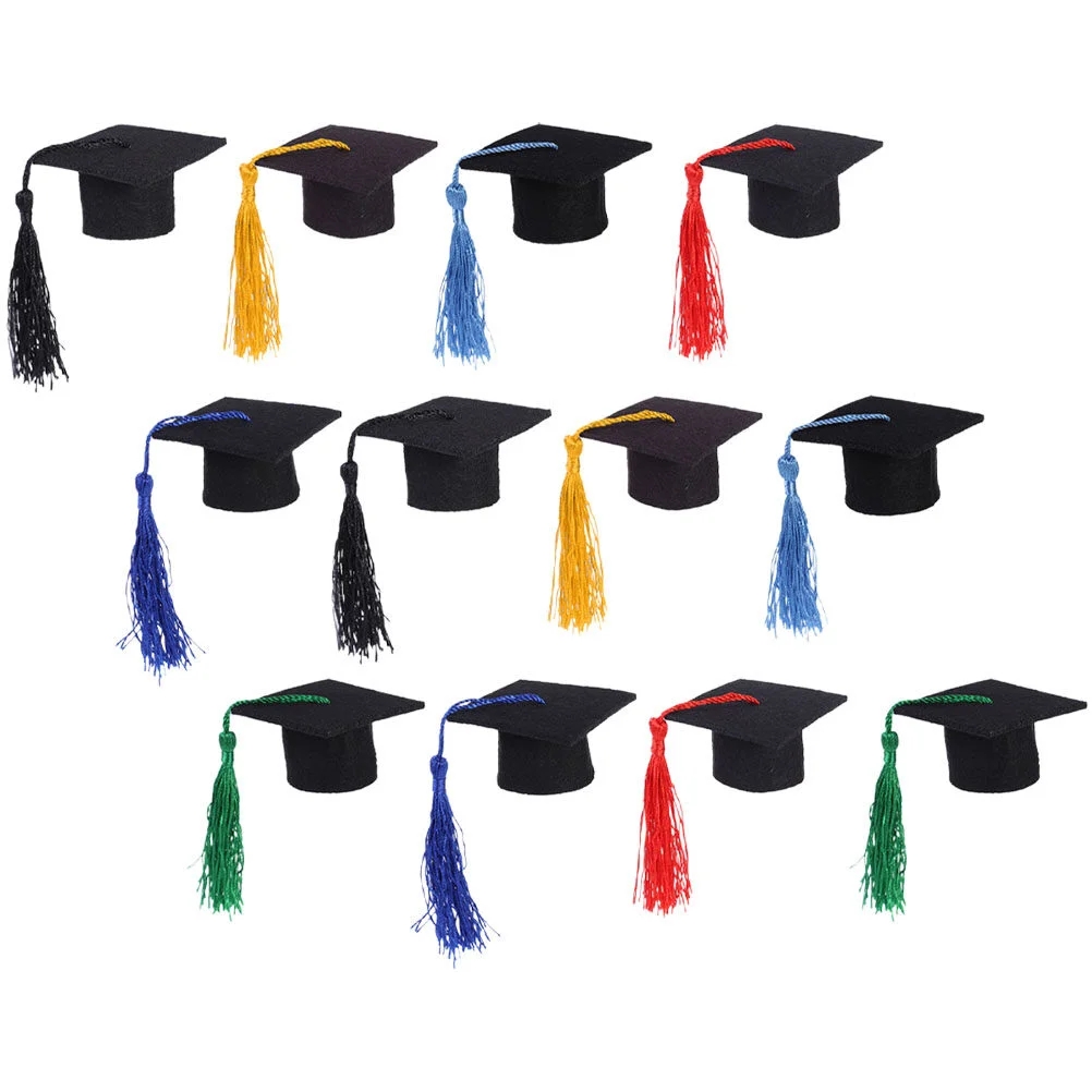 

12 pcs Mini Decorative Graduation Hat with Tassel Bottle Graduation Caps