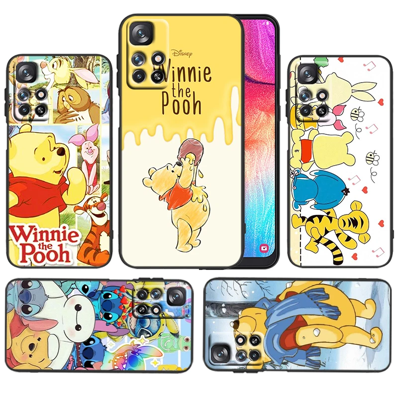 

Disney Winnie Pooh Cartoon For Xiaomi Redmi 11 Prime 10 10X 9T 9C 9C 8 A1 K50 K40S Gaming 4G 5G Silicone Black Phone Case