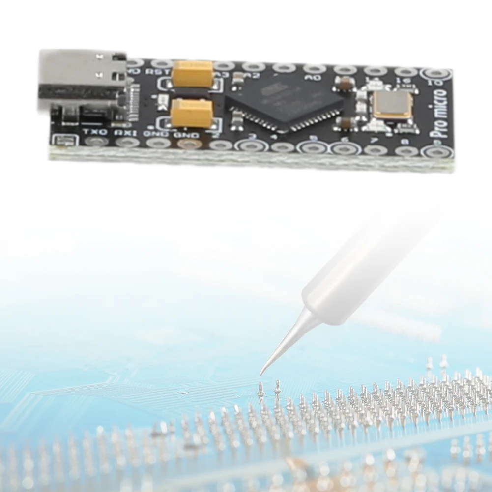 Фото Плата разработки ATmega32U4 USB Type-C Pro Micro с 2-рядным пин-хедером, Micro USB/Type-C Pro Micro Board 5V 16МГц для Arduino №4