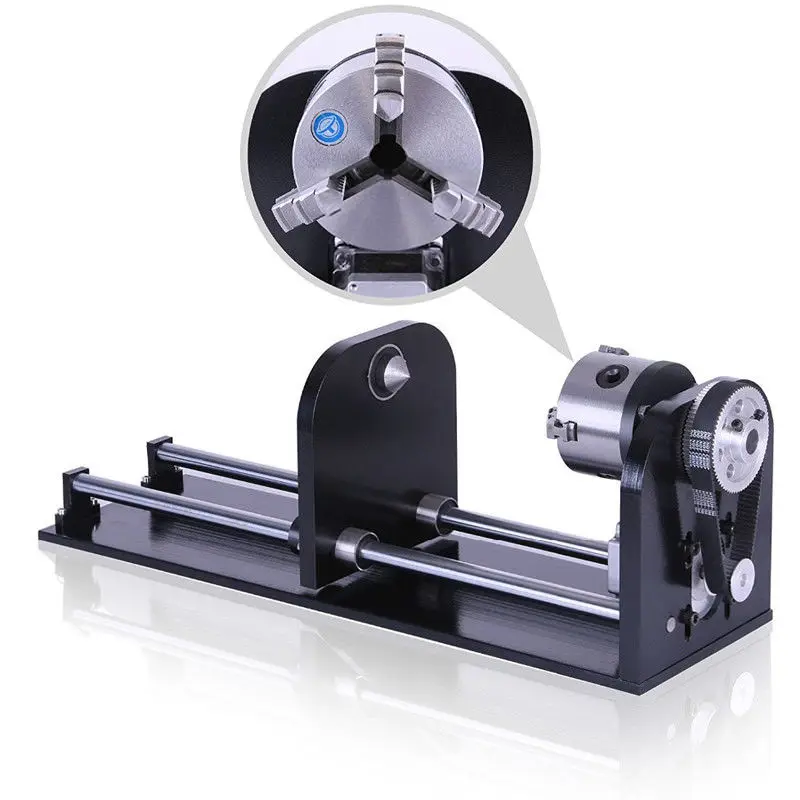 

Rotary Axis 80MM 3 Jaw Fourth Axis 300MM Length Middle Height 100MM for Co2 Laser Engraving Cutting Machine