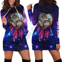 plstar cosmos 3d printed native wolf purple galaxy customized hoodie dress harajuku streetwear pullover unique woman