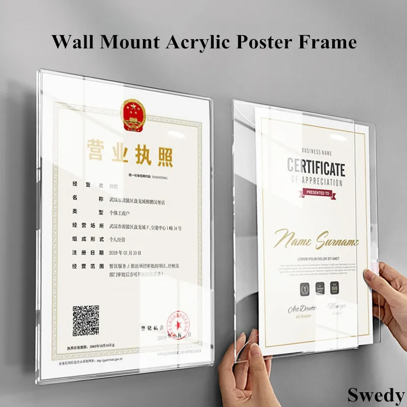 

A4 Wall Mount 8.5 x 11 Inch Acrylic Sign Holder Restaurant Menu Paper Price Listing Holder Picture Photo Poster Flyer Frame