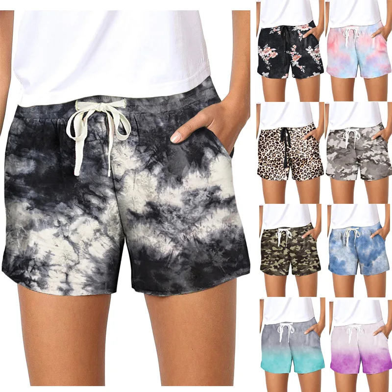 

2022 Summer Shorts Women's New Slim Tie-dye Pattern Gradient Casual Shorts