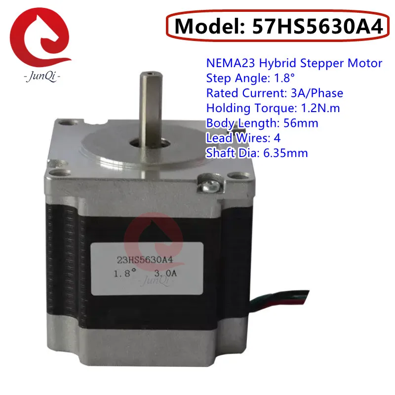 

JUNQI 57BYG однофазный выходной вал 1,8 градусов 3A нм Длина 56 мм Nema23 двухфазный гибридный шаговый двигатель для деталей гравировального станка