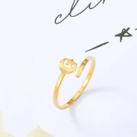 2021 design creative facial expression moon sun star gold ring stainless steel adjust ring aesthetic jewelery gift bague femme