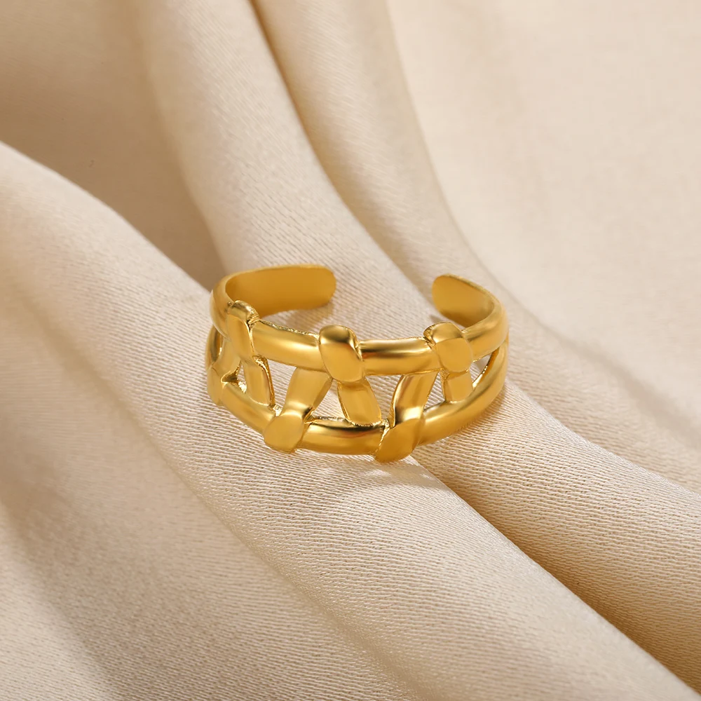 

Fence Shape Opening Adjustable Rings For Women Stainless Steel Ring Simple Knotted Wedding Jewelry Gift Free Shipping Everything