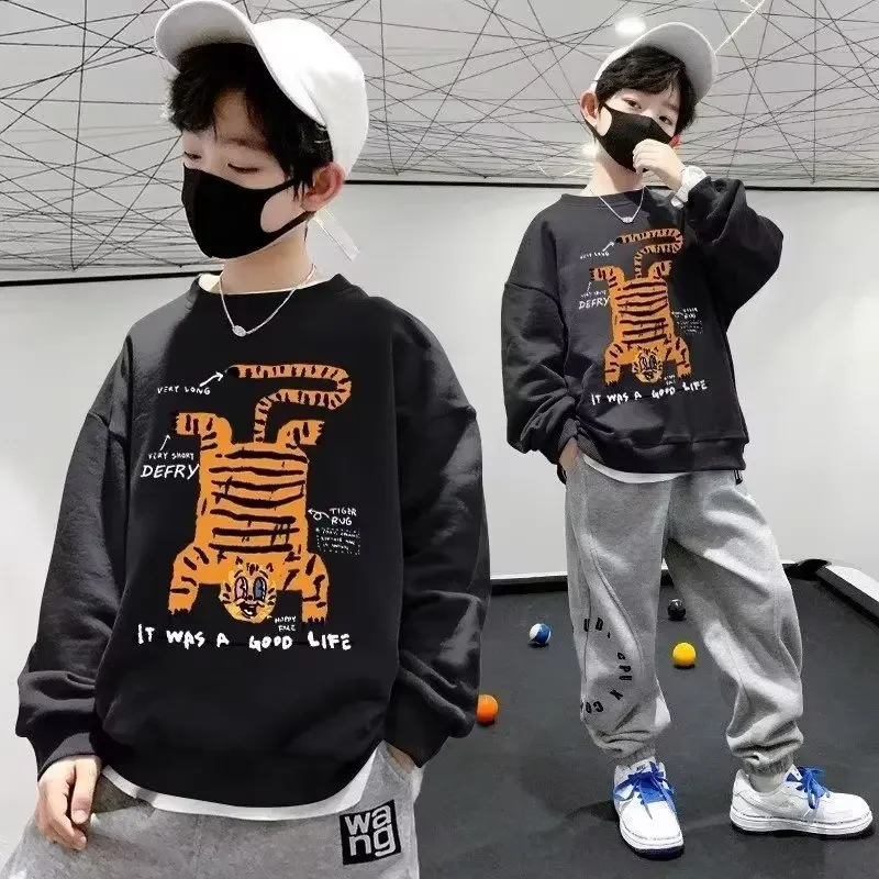 Осенний повседневный свитшот для мальчиков новинка 2024 весенне-осенняя футболка