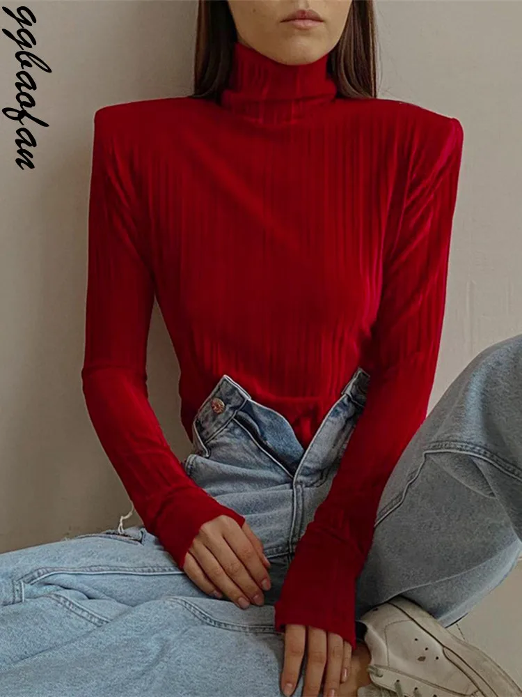 

Ggbaofan Velvet Elegant Long Sleeve Sexy Backless Turtleneck Bodysuit Women Tops Slim Rompers Bodysuits Club Party Clothes