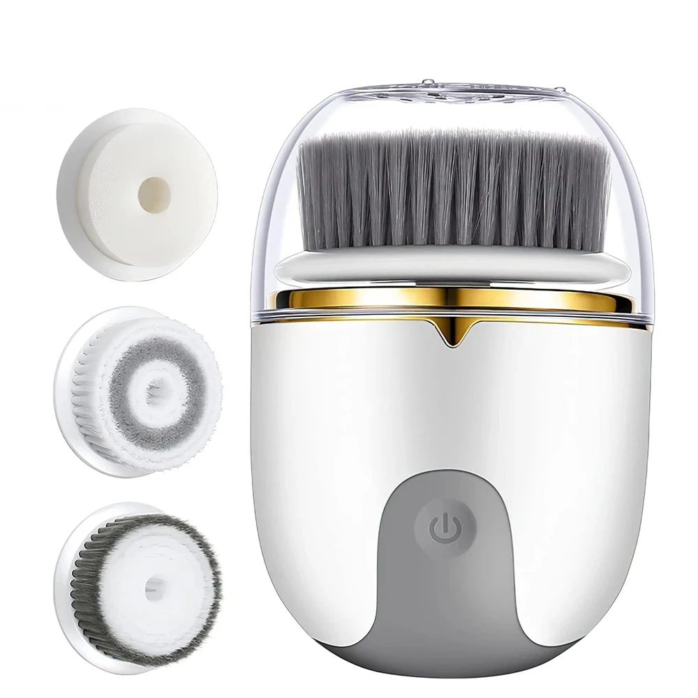 

Electric Face Cleansing Brush Silicone Facial Brush Rotating Face Cleaner Deep Cleaning Pore Skincare 3 in 1 Face Massage Brush