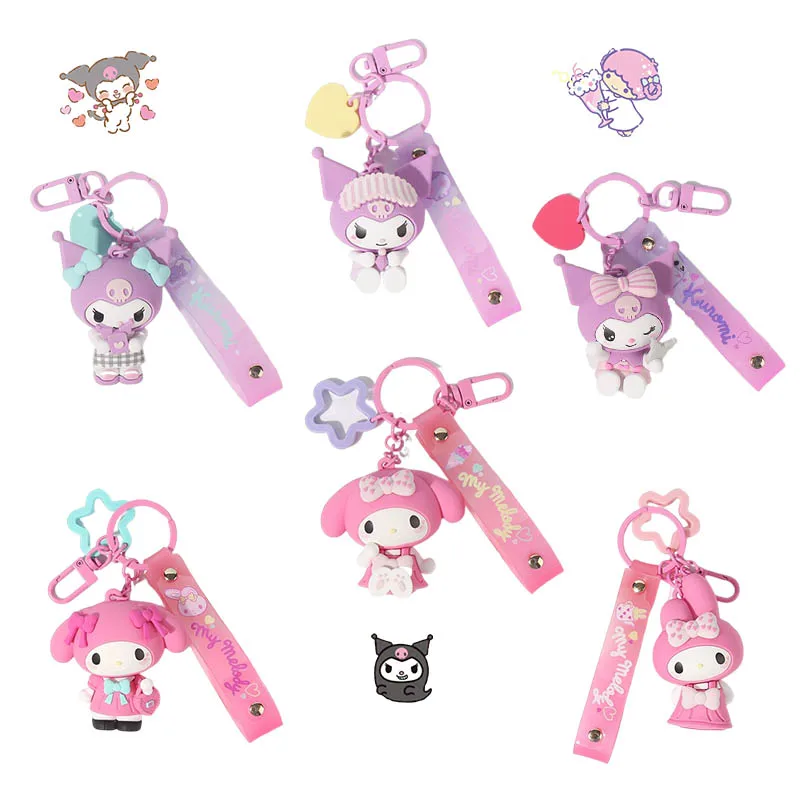 

Kawaii Sanrio брелок Mymelody Kuromi милый аниме сердечко ПВХ кукла серия сумка Подвеска рюкзак подарок для девочек