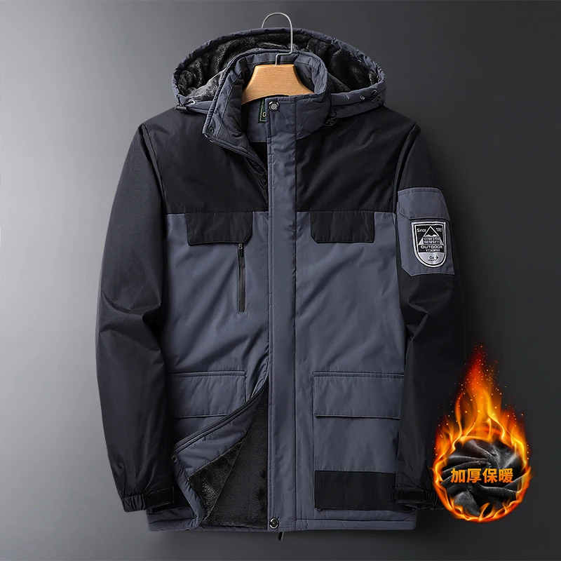 Plus Size 9xl 150kg Winter Waterproof Parka Men Windbreaker Velvet Thick Warm Fleece Coats Male Military Hooded Anorak Jackets