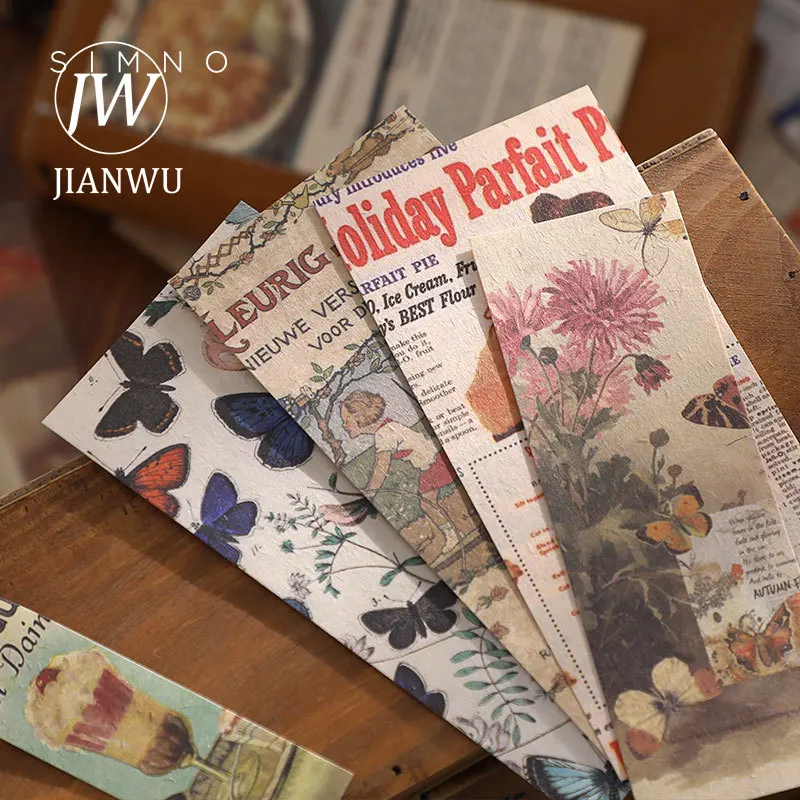 

JIANWU 40 Pcs Retro Journal Diary Memo Pad Vintage Literary Art Non-Sticky Material Background Paper DIY Scrapbooking Stationery