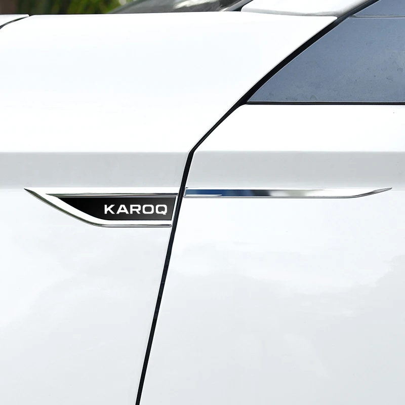 

4pcs Car Styling Side Wing Fender Metal Trim Emblem For Skoda Karoq Car Body Waist Line Sticker Decals Accessories