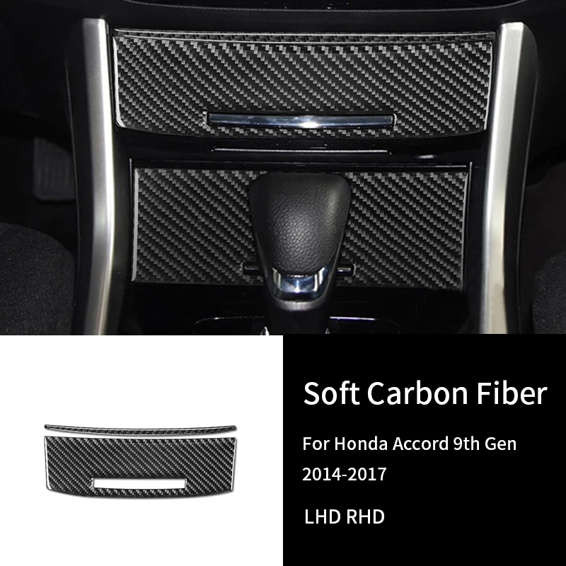 

For Honda Accord 9th Gen 14-17 Real Carbon Fiber Central Controll Storage Box Frame Cover Trim Auto Interior Protection Stickers