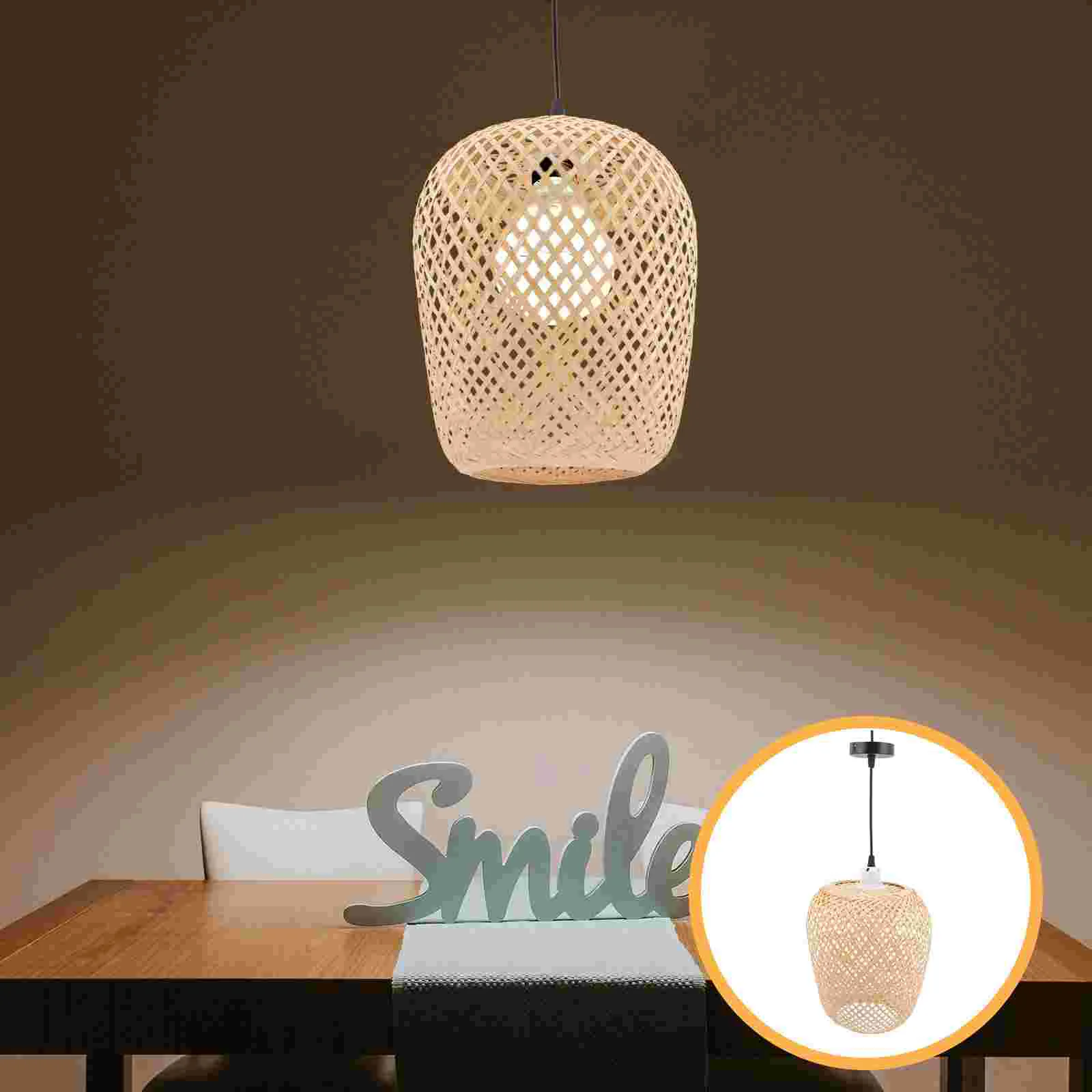 

Светильник Подвесной из ротанга, плетеные потолочные люстры, японский винтажный Плетеный абажур из морских водорослей, деревянное креплен...