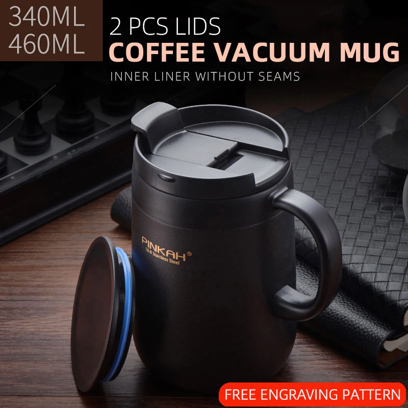 

PINKAH Hot Sale Coffee Thermos Cup 304 Stainless Steel Seamless Liner Double Cover Office Coffee Mug Gift Vacuum insulation Cup