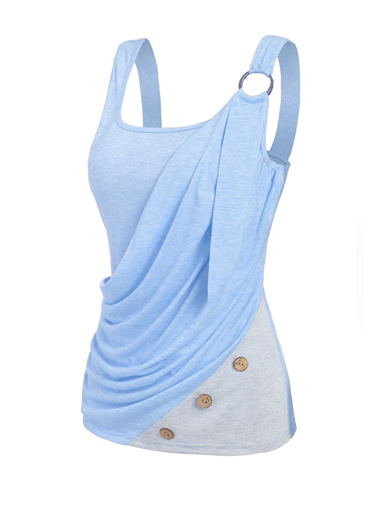 

Женская майка без рукавов, с квадратным вырезом, на пуговицах