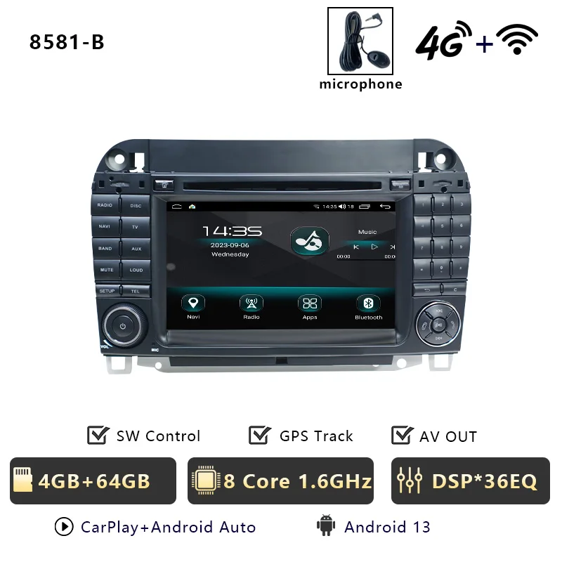 

Автомобильный радиоприемник CHSTEK Android 13 Carplay для Mercedes Benz S/CL Class W220 W215 S320 S430 Мультимедийная Bluetooth-навигация WIFI 4G GPS