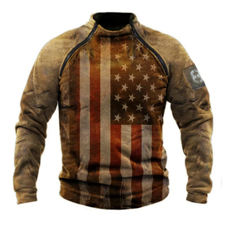 Толстовка мужская с длинным рукавом уличная одежда в стиле ретро принтом