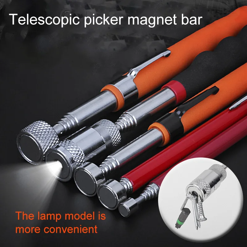 

Mini Portable Magnet Pick Up Tool Extendable Pickup Rod Stick for Picking Up Screws Nut Bolt Telescopic Magnetic Pen with Light
