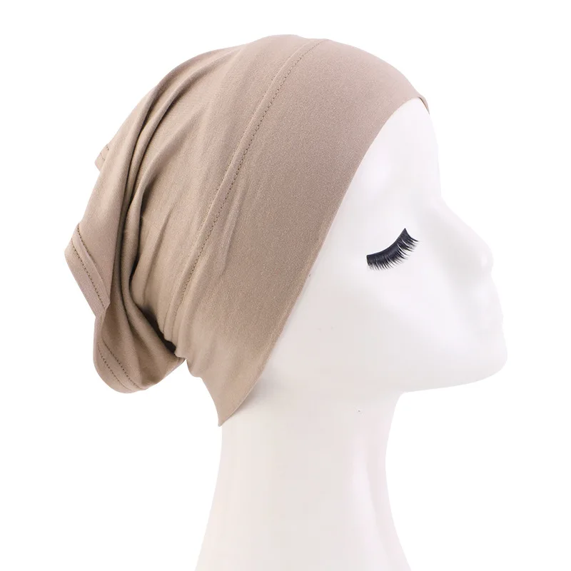 Bonnet Under Hijab for Women Plain Hijabs for Muslim Women Headwrap Elastic Breathable Islamic Woman Turban