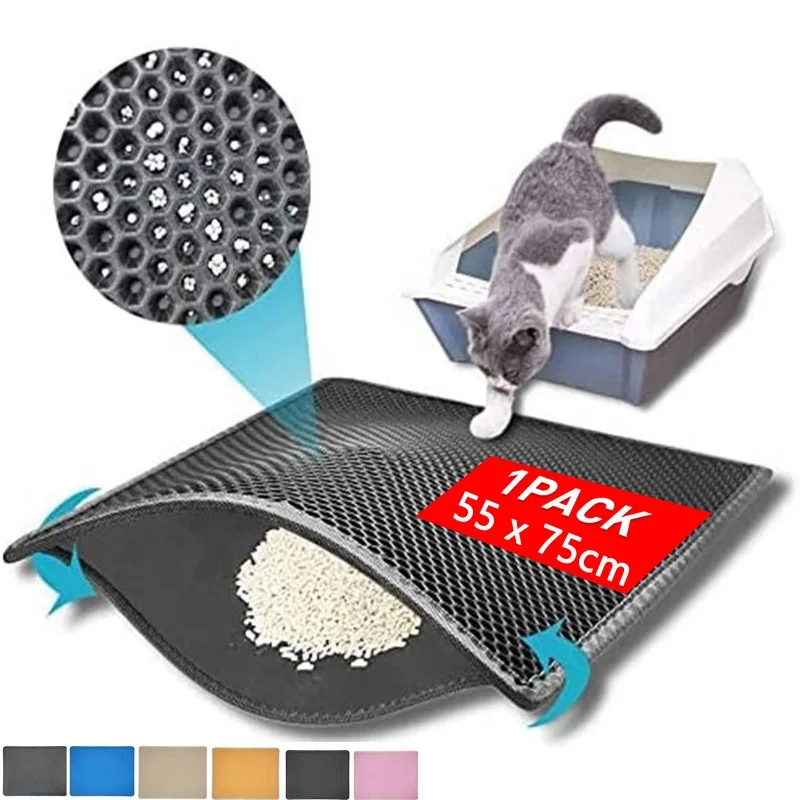 

2023 NEW Pet Cat Litter Mat Waterproof Double Layer EVA Foldable Cat Trapping Carpet Bed Pads For Cats Clean Supplies
