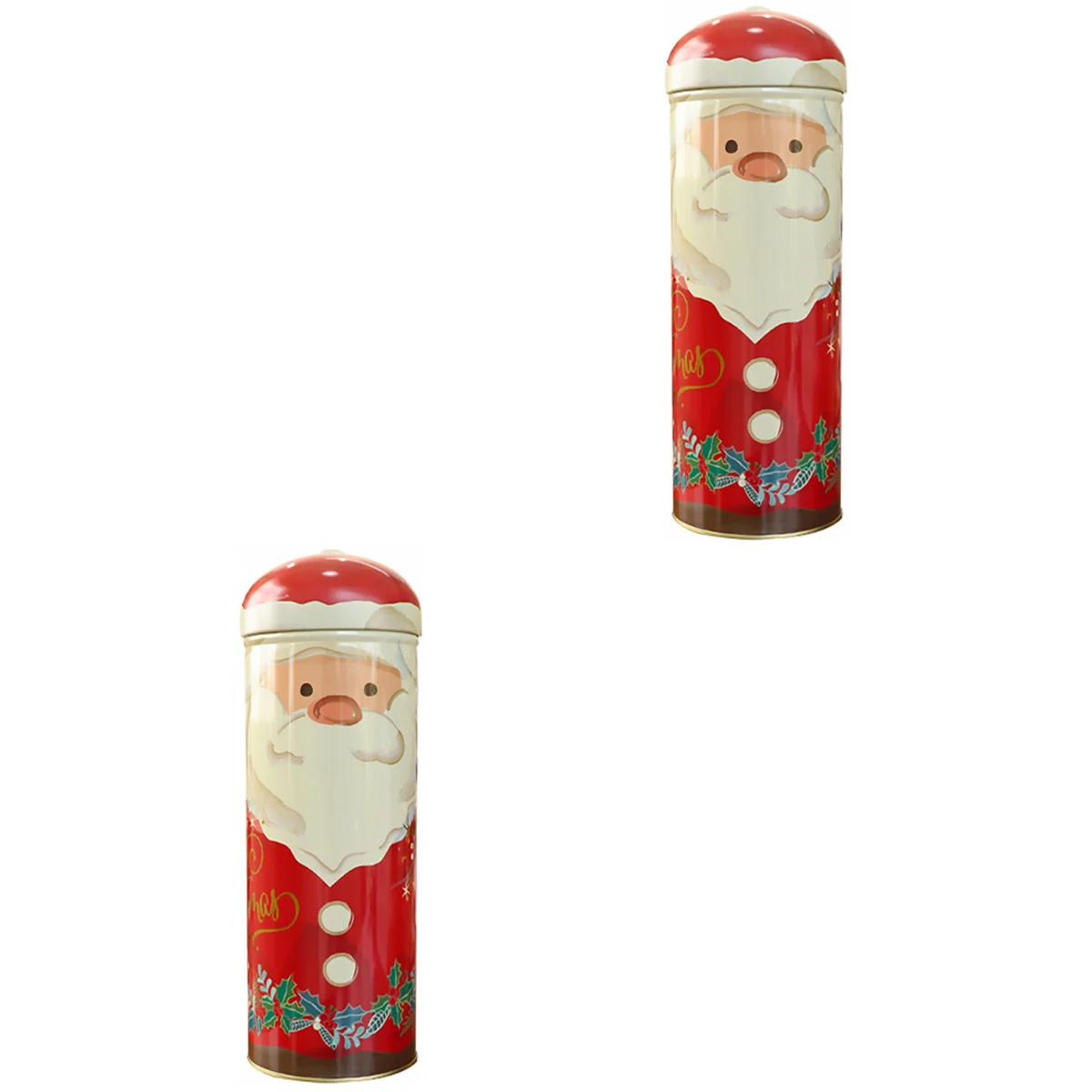 

2pcs Christmas Cookie Jars Santa Candy Jar Tinplate Treat Container With Lids Decorative Gift Containers For Xmas Party