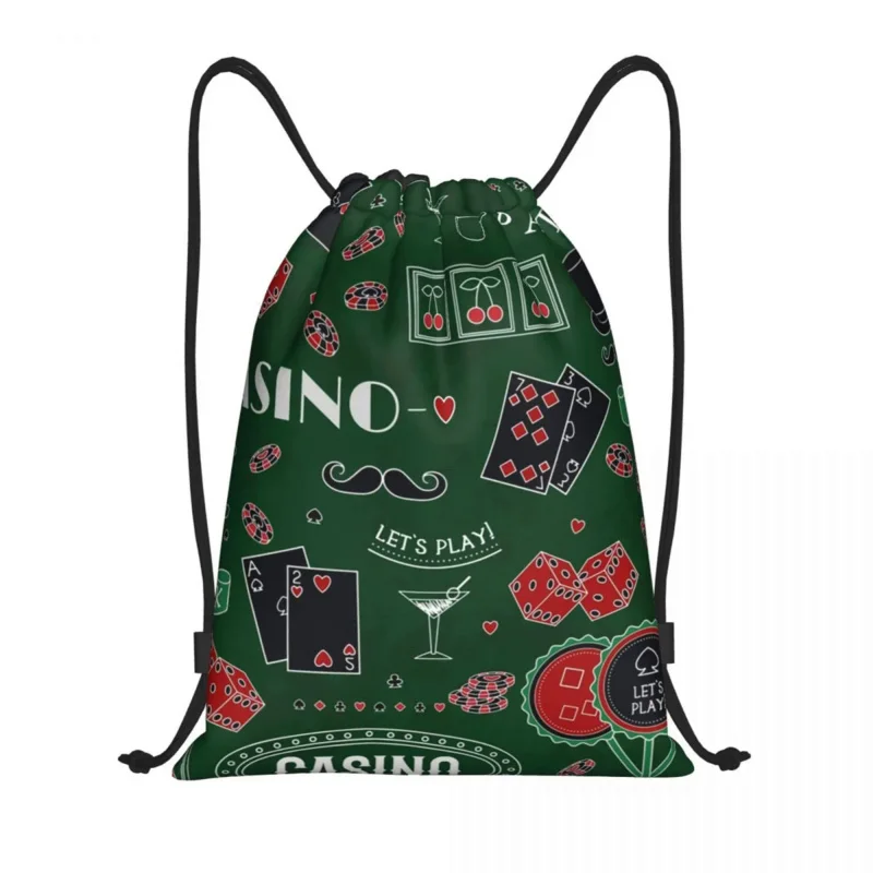 

Custom Poker Chips Drawstring Bags for Training Yoga Backpacks Symbols Theme Sports Gym Sackpack