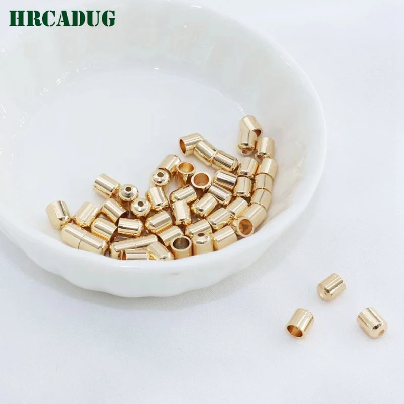 5mm*4mm Smooth Round Rope Tail Caps 18K Gold-Plated Braided Leather Rope End Cap For DIY Jewelry Making Supplies And Accessories