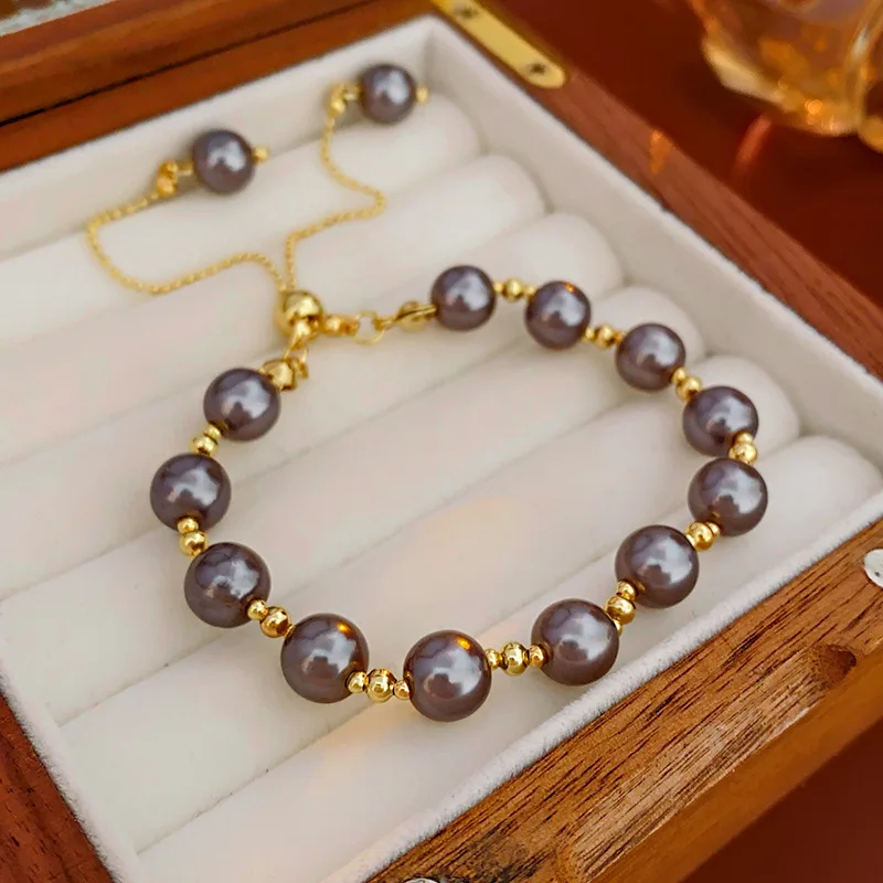 Французский темно-серый регулируемый браслет с подвеской из ...