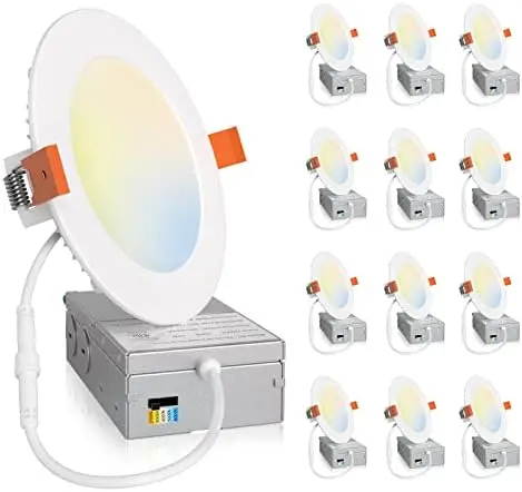 

Упаковка 4-дюймовых ультратонких фотоэлементов 5CCT с распределительной коробкой, 2700K/3000K/4000K/5000K/6000K на выбор, 11 Вт Eqv 70 Вт,