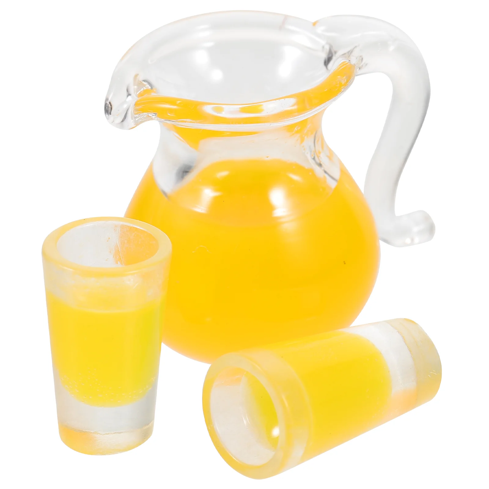 

1 Set of House Mini Glass Pitcher Cups Mini Glasses Kettle for Dollhouse Decoration