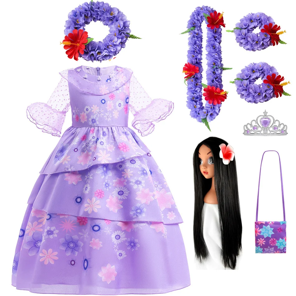 

Encanto Princess Isabella Disney Charm Flower Costume Isabella Madrigal Girl Kids Carnival Party Birthday Dress New