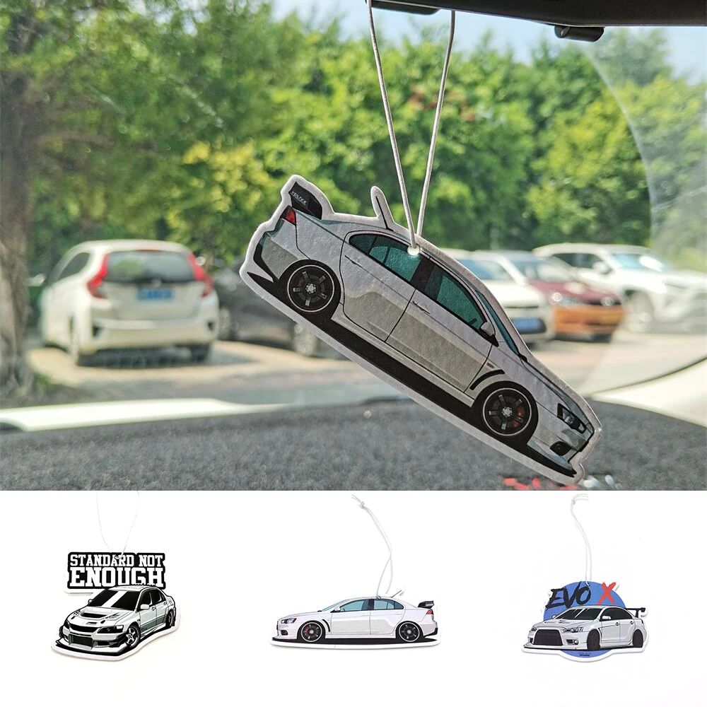 

Newest For Mitsubishi EVO Car Air Freshener Hanging JDM Racing Style Auto Rearview Mirror Perfume Pendent Solid Paper Accessory