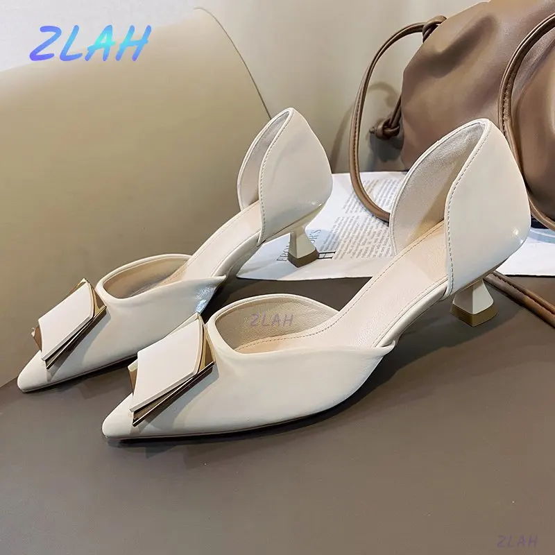 

Туфли-лодочки женские на высоком каблуке, заостренный носок, квадратный каблук, высокий каблук-шпилька, квадратная пряжка, Сказочная модная...