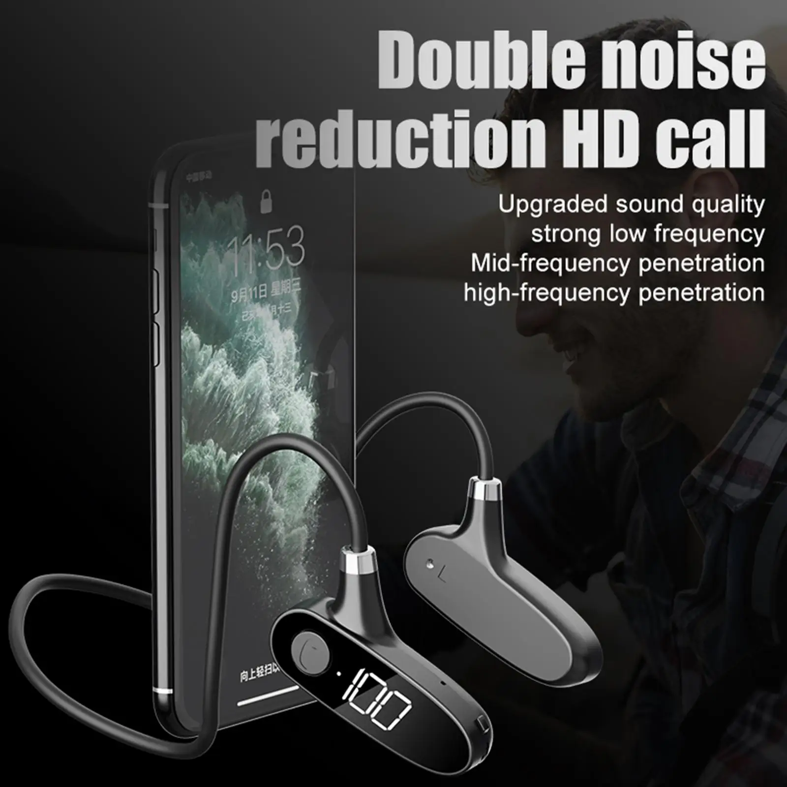 Wireless Headset Bluetooth 5.2 Bone Conduction Audio Equipment Open Ear Headphones with Mic Outdoor Sports Earbuds Waterproof |