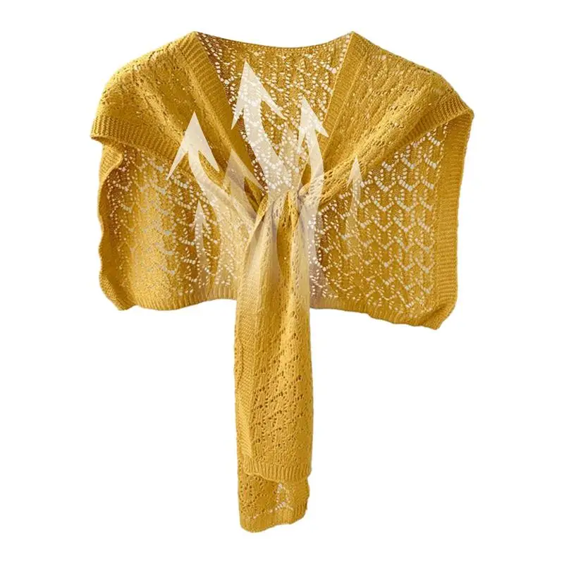 

Hollow Knit Shawl Comfortable Women's Knitting Shawl Wrap Women's Spring And Autumn Clothes Knitting Shawl For Traveling Daily