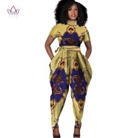 overalls womens jumpsuits 2021 rompers with print short sleeve african style clothing dashiki long pants plus size wy856