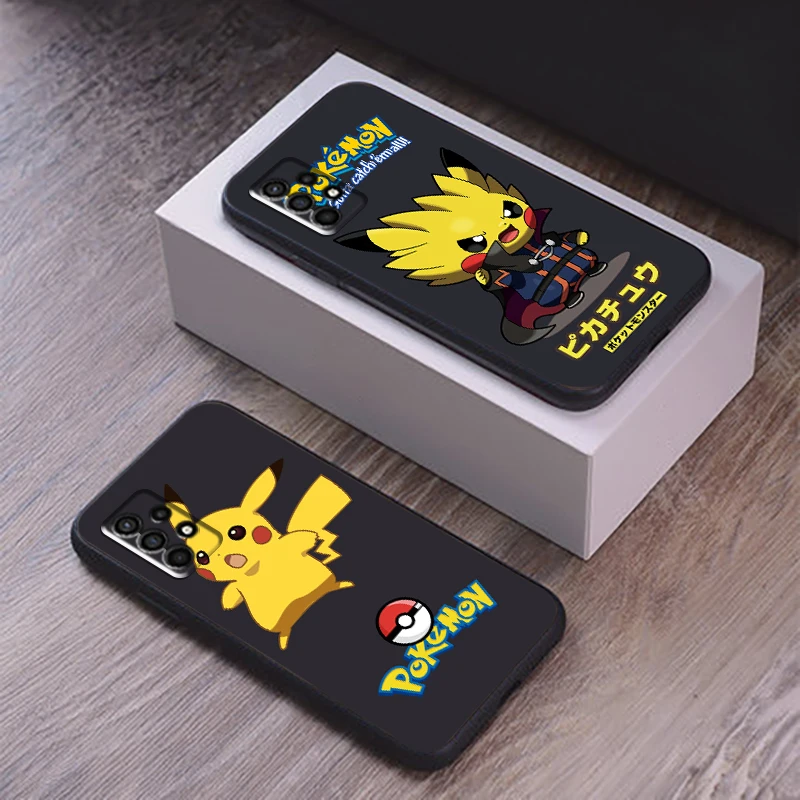 

Cartoon Pikachu Phone Case For Samsung Galaxy S10 Lite S10E S10 5G S10 S9 S8 Plus Coque Liquid Silicon Back Black Funda Carcasa