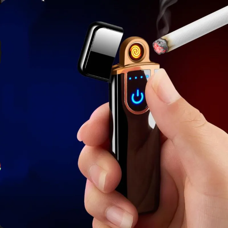 

USB Charging Lighter Touch Screen Electronic Cigarette Personalized Double-sided Windproof Flameless Rechargeable Lighter No Gas