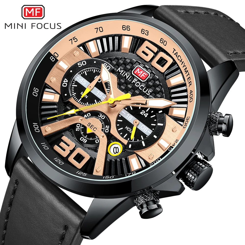 

MINI FOCUS Sport Military Quartz Wristwatches For Mens Top Brand Luxury Male Clocks Water Resistant Chronograph orologio uomo